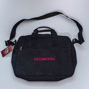 Daily News Messenger Bag Vintage Y2K Cyber Grunge School Crossbody Black Satchel